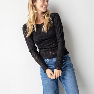 Natural Life Black Lace Layering Top Women Medium